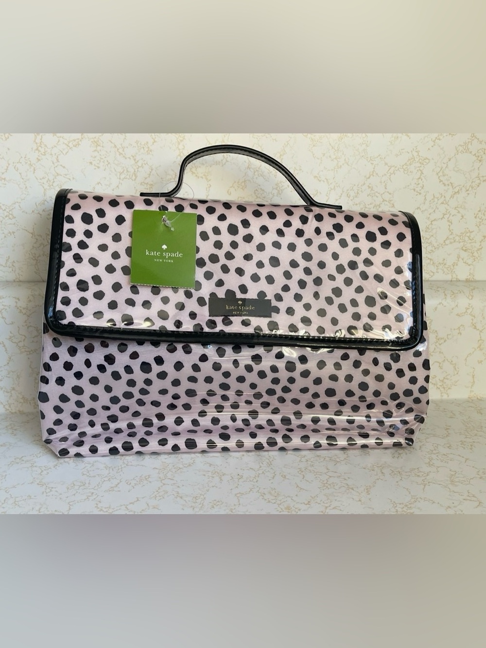 Kate Spade Brook Place Lita Fold Up Travel Toiletries Cosmetic Bag Case Polkadot